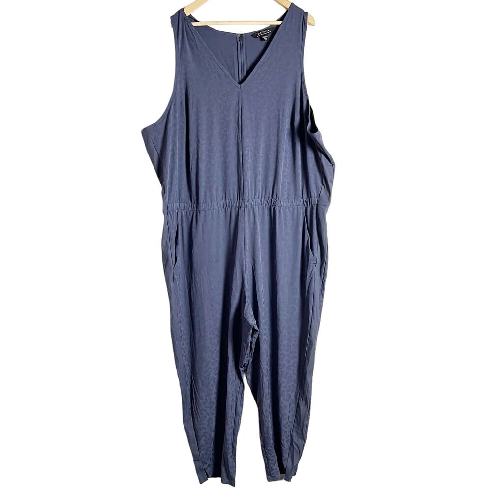 Athleta Brooklyn Textured Jacquard Leopard Medieval Violet Jumpsuit Size 26 - Picture 3 of 11